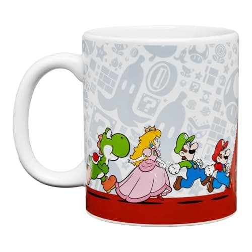Image of Paladone Super Mario Coffee Mug - Officially Licensed Nintendo Ceramic Tea Cup for Fans, Gift for Gamersand Retro Game Enthusiasts, 300ml (10 fl oz)