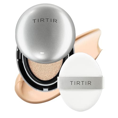 Image of TIRTIR Mask Fit Aura Glow Silver Cushion Foundation | Semi-glow Finish, Natural Coverage, Moisturizing, Lightweight, Korean cushion foundation (#21N Ivory, Full Size, 0.63 Fl Oz)
