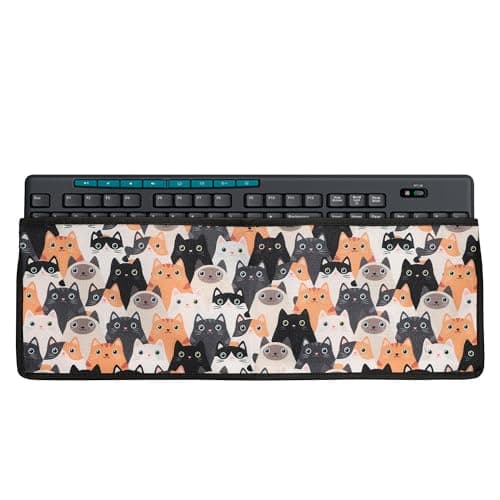 Image of kwmobile Keyboard Dust Cover Compatible with Logitech MK270 Wireless Cover - 46.5 x 16.3 cm Bluetooth Keyboard Protector - Cats