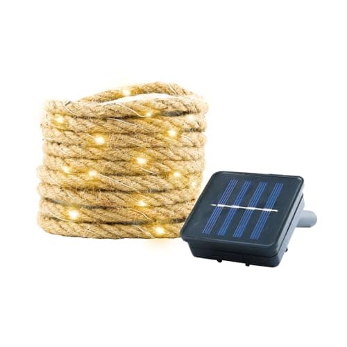 Image of Gardenwize - 4m Solar Powered Home Decorative Rope Lights | 50 LEDs | Garden Hemp Rope String Fairy Light, Gazeebo, Post, Tree, Fence | Indoor and Outdoor (1)