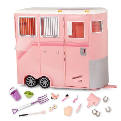 Image of Our Generation - Mane to Travel Horse Trailer Set - Horse Toy & Grooming-Pieces - 18-Inch Doll Accessories - Pretend Play - Kids 3 Years +