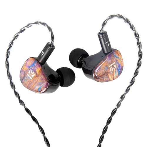 Image of KBEAR KB02 Colorful Resin Shell in Ear Monitor Headphones, Bone Conduction Dynamic Driver Wired Earbuds, IEM Headphones HiFi Earphones with 2Pin 4N OFC Cable 3.5mm Plug for Singers Musicians, Brown