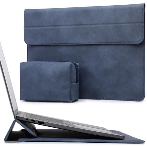 Image of HYZUO 13 Inch Laptop Case Sleeve with Stand for 2026-2018 MacBook Air 13 M5 M4 M3 M2 M1, 2026 13" MacBook Neo, 2026-2016 MacBook Pro 13 M2 M1, iPad Pro/Air 13, Surface Pro 12-3, XPS 13, Navy Blue