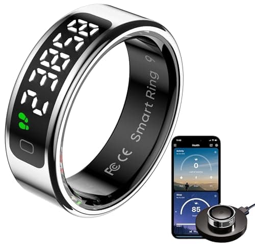 Image of findtime Smart Ring with Display Sleep Tracker Heart Rate Blood Oxygen Monitor Tasbih Finger Counter Gesture Control Step Counter Calories Waterproof Health Fitness Smart Rings for Men Women