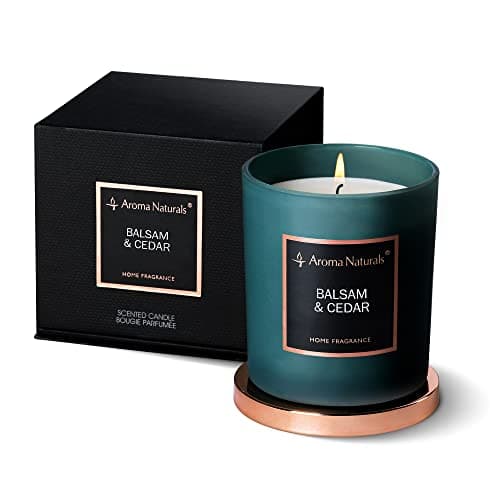 Image of Aroma Naturals Luxury Candles, Natural Soy Wax Scented Candles 35 Hours Burning Time, Home Fragrance Decor Gift, 215g, Medium Jar (Balsam & Cedar)