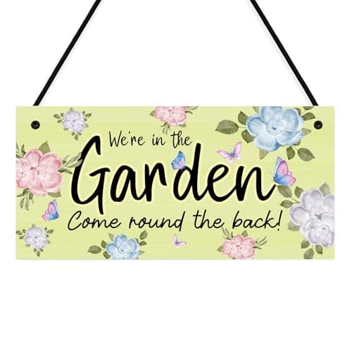 Image of Red Ocean Garden Sign Plaque Hanging Welcome Sign Were In The Garden Door Sign For Home Gift For Him Her Friendship Gift Home Garden Decor