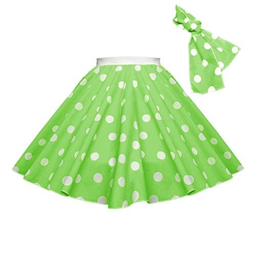 Image of Children's Polka Dot Skirt Rock n Roll 50's/ 60's Style (6-9 yrs (22" Waist)(Green & White spot)