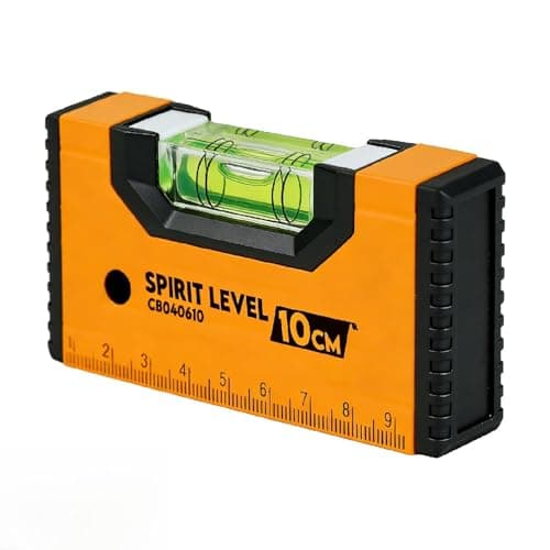 Image of Mini Spirit Level 10cm, Magnetic Mini Level Pocket Shockproof with Rubber End Caps and Hanging Hole, Compact DIY Bubble Small Tool for Metal Surfaces, Home Garage and Construction Use