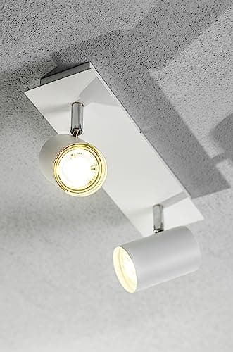 Image of CGC Lighting Indoor Ceiling Wall Spots LED GU10 Spotlight Bar Light Two Adjustable Heads (White, Double)