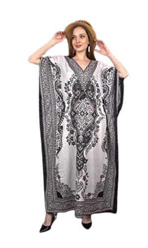 Image of Shah Crafts. Women Kaftan Dress Kimono Caftan Ladies Long Gown Beach Cover up Night Maxi Tunic Plus Size