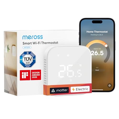 Image of Meross Smart Thermostat for Electric Underfloor Heating, WiFi Thermostat Works with Matter, HomeKit, Alexa, Google and Home Assistant, Smart Heating with Timer, App Control, Energy Saving, Hubless