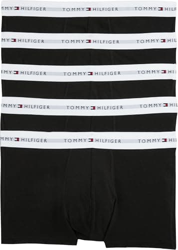 Image of Tommy Hilfiger Men’s 5 Pack Trunks Underwear, Multicolor (Black/Black/Black/Black/Black), XL