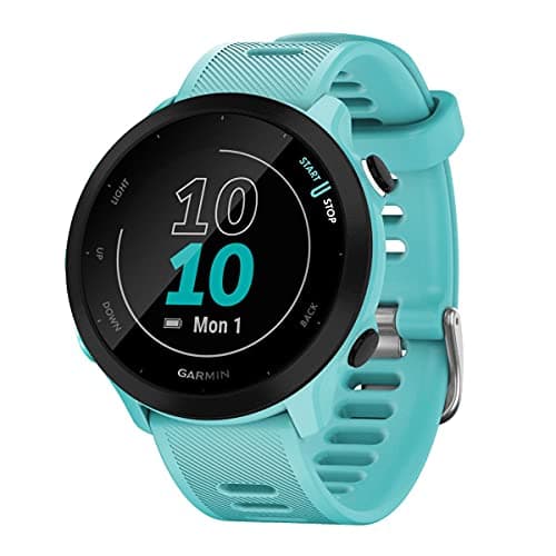 Image of Garmin Forerunner 55, 42mm GPS running smartwatch, easy to use, lightweight, training guidance, safety & tracking features, up to 14 days battery life, Aqua