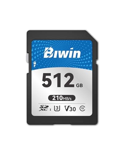 Image of Biwin SD210 SD Card 512GB, SDXC V30 4K UHD Class 10 Rugged UHS-I Memory Card for Camera, Up to 210 MB/s Read Speed, Professional-Grade Solution for Creators