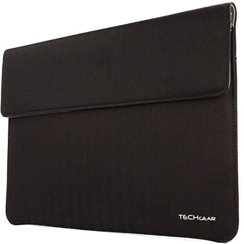 Image of TECHGEAR Ultra Slim [Tweed Effect] Laptop Envelope Sleeve Case Cover with Pocket fits MacBook Air/Pro 13 Inch, Microsoft Surface Pro X/7/6/5 & other Tablets, Notebooks of similar size [ONYX]