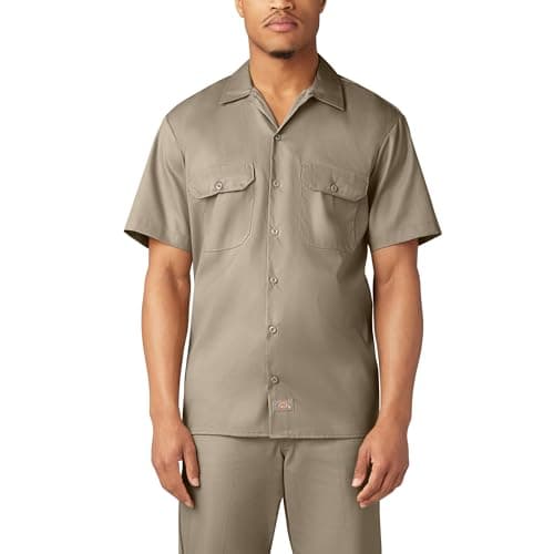 Image of Dickies Men's Short-Sleeve Flex Twill Work Shirt, Desert Sand V1, Large
