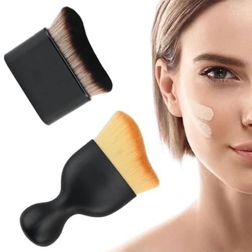 Image of 2PCS Tan Brush Soft Body Buffing Brush Portable Self Tanner Applicator Brushes with Plastic Handle for Face Body Leg Flawless Makeup