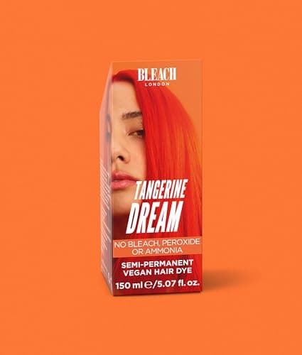 Image of Bleach London Tangerine Dream Semi-Permanent Hair Colour Cream - Bright Orange, Vegan, Cruelty Free, Vibrant Temporary Dye 150 ml