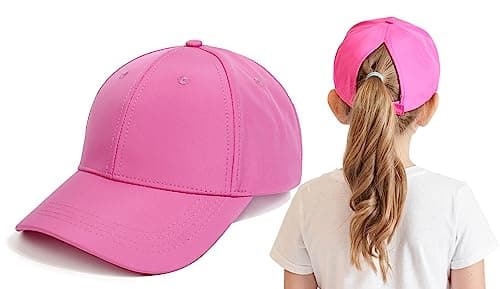 Image of Cysocool Kids Ponytail Baseball Cap 3-8 Years Girls Boys Golf Visor Trucker Hat Anti UV Tennis Cap Child Summer Sun Protection Hat Long Peaked Snapback Cap Sports Running Cap Beach Cool Sun Hat