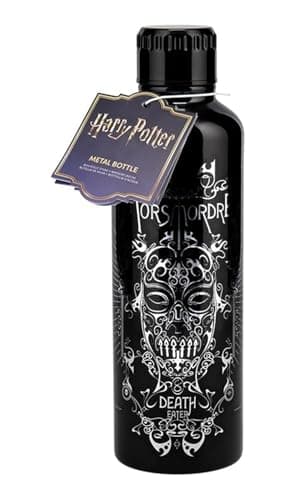 Image of Paladone Harry Potter Death Eater Metal Water Bottle, Officially Licensed 500ml Stainless Steel Insulated Flask Reusable, Dark Arts Design with Bellatrix Lestrange Mask for School, Sports, Work