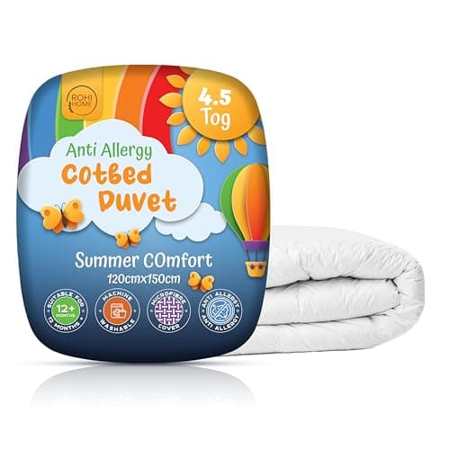 Image of Rohi 4.5 Tog Cot Bed Duvet – Microfibre Anti-Allergy Toddler Duvet – Lightweight, Breathable & Ultra Comfy Baby Quilt 120cm x 150cm