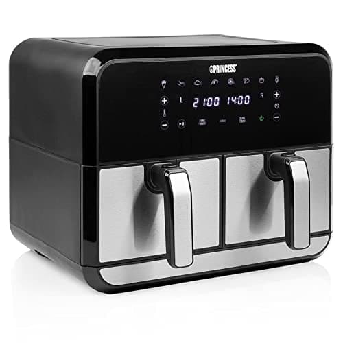 Image of Princess double basket air fryer with 2x4L capacity - 62.2% less energy consumption - Separate temperatures for 2 baskets - 8 programmes - 2x1600 Watt - 38.4 x 37.4 x 30.8 cm - 182074