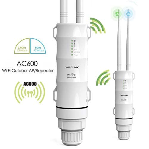 Image of Wavlink AC600 Wireless Outdoor WiFi Signal Booster,Access Point/Outdoor Router/Repeater/WISP,Support Passive PoE, Dual-Band 2.4GHz 150Mbps + 5GHz 433Mbps, Ideal for Garden Wi-Fi