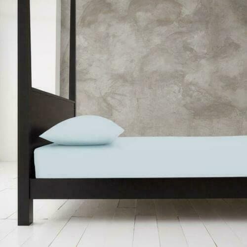 Image of Extra Deep 40cm Fitted Sheets Easy Care Polycotton Cotton Rich Deep Fitted Bed Sheets (Sky Blue, Double)