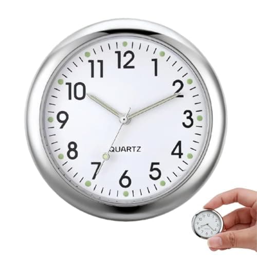 Image of Car Dashboard Clock,Car Clocks For Dashboard,Mini C-ar Clock Small Digital Clock, Mini Luminous Quartz Dashboard C-lock For Car Decoration,Air Vent Stick On Clocks,Easy To Read Time,(White,4x4 Cm)