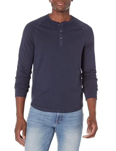 Image of Amazon Essentials Men's Long-Sleeve Henley Shirt, Navy, M