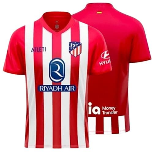 Image of Atletico de Madrid ATM Official Home Jersey 23-24 Unisex Adult T-Shirt Red and White