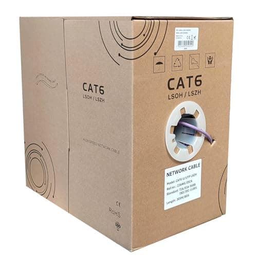 Image of 305M LSOH LSZH CAT6 Ethernet Cable Reel, Low-Smoke, UTP Network Solid Core CCA 1000 Feet Indoor & Outdoor 23AWG CAT 6 Networking LAN Lead Roll In Pull-Box - LSOH / LSZH - Low Smoke (305m - Purple)