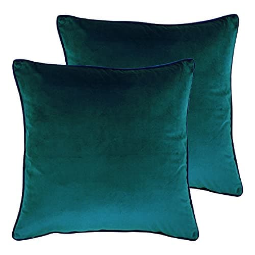 Image of Paoletti Meridian Polyester Filled Cushions (Twin Pack), Polyester, Teal/Navy