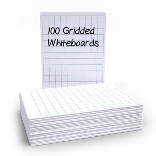 Image of Show-me - A4 Mini Whiteboards | Gridded Drywipe Boards | Lightweight 0.5mm Super-Flexible Design | Portable Classroom and Study Essential for School Use, Pack of 100
