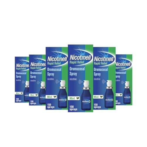 Image of Nicotinell Nicotine Mouthspray 1mg, Fresh Mint Flavour (6 x 150 Sprays) Quit Smoking or Vaping Aid - Starts Reducing Cravings in 30 Seconds, Lasts up to 2 Hours, 12 Week Bundle