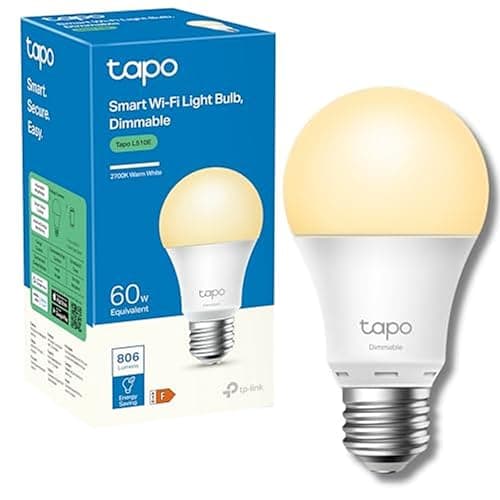 Image of Tapo L510E Smart Bulb, Smart WiFi LED Light, E27, Works with Amazon Alexa(Echo and Echo Dot), Google Home, Dimmable Soft Warm White, No Hub Required [Energy Class F]