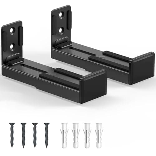 Image of Universal Soundbar Wall Mount Bracket - Speaker Wall Mount, Adjustable Depth 9-15.4cm (3.5-6.1 Inches), Holds up to 15kg (33 lb), Sound Bar Mounting Kit, Black