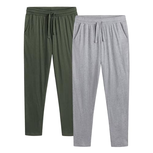 Image of The Essentials Wardrobe 2PK Mens Lounge Pants - Open Leg - Khaki/Grey - X Large
