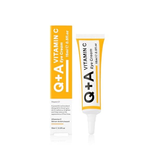 Image of Q+A Vitamin C Eye Cream, a blend of Vitamin C, Cherry Extract, and Glycogen, to reinvigorate delicate skin, delivering an essential hit of moisture and antioxidants, 15ml