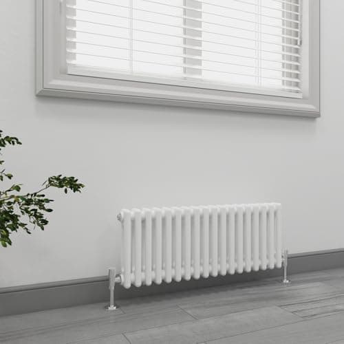 Image of EMKE 300 x 830 mm White Traditional Horizontal Radiator Double Column Cast Iron Radiator Central Heating Radiator for Living Room Kitchen Bedroom