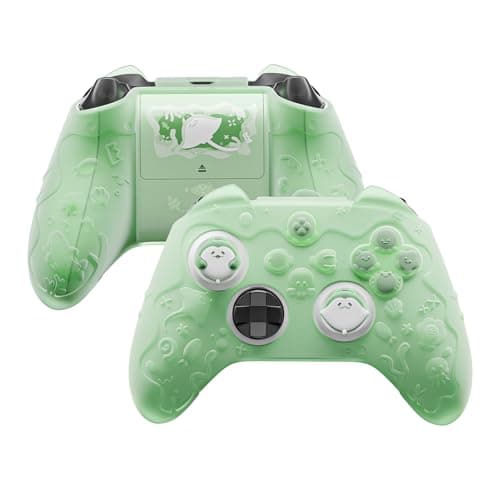 Image of PlayVital for Xbox Series X/S Controller Silicone Cover,Cute Ocean Whisper Series Semi-Clear Silicone Skin Grip for Xbox Core Wireles Controller with Thumb Grip & Sticker,Full Protection -Pastel Green