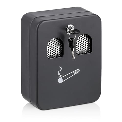 Image of besto Outdoor Ashtray Wall Mounted | Lockable Cigarette Ash Bin Having Removable Inner & Cigarette Motif | Smokers Bin for Office, Garden, Pub, Bar & Club