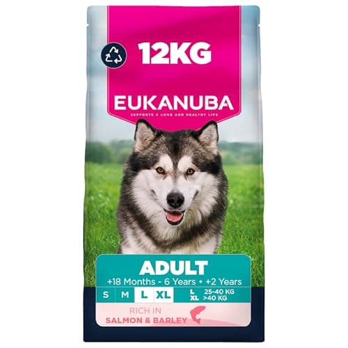 Image of Eukanuba Salmon & Barley - Complete Dry Dog Food - For Adult Large & Giant Breed Dogs 12KG