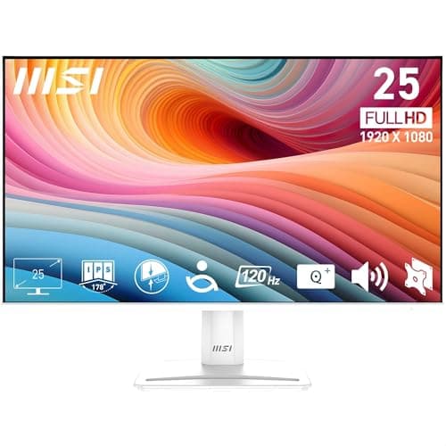 Image of MSI PRO MP251W E2 24.5" FHD Office Monitor - 1920 x 1080 IPS Panel, 4-Sided Frameless, 120 Hz Refresh Rate, Eye-Friendly Screen, Built-in Speakers, Tilt-Adjustable - HDMI 2.0b, DP (1.4a), D-Sub (VGA)