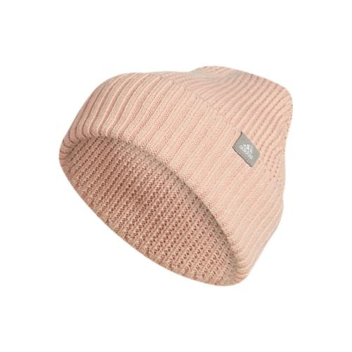 Image of adidas Women's Fashioned Fold Beanie, Vapour Pink/Grey/Silver Metallic, One Size