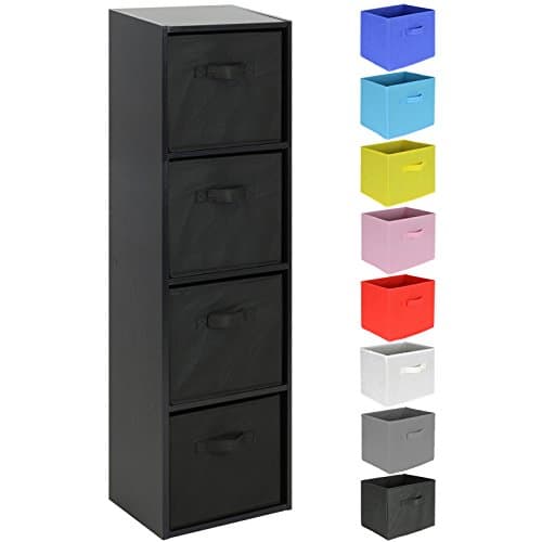 Image of Hartleys 4 Tier Black Cube Unit - Choice of Storage Boxes
