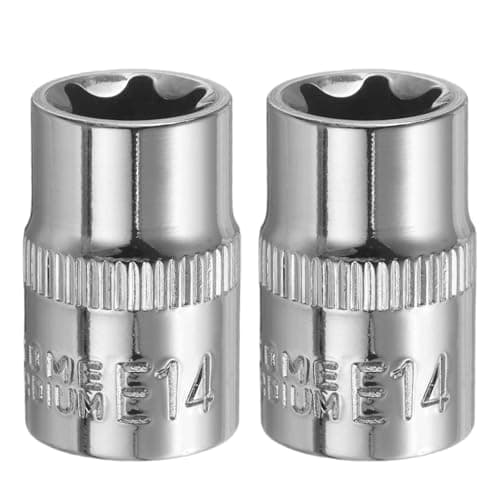 Image of sourcing map 2pcs E-Torx Socket 3/8" Drive E14 External Torx Deep Socket CR-V 6 Point Spline Socket Star Female Bit Socket for Auto Repairs Home Maintenance DIY Hand-Making 1.2" Length