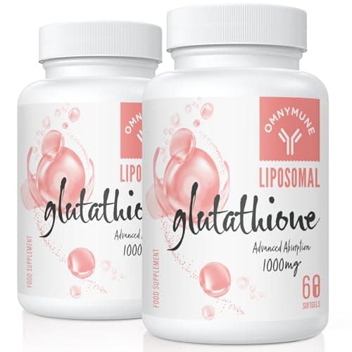Image of Liposomal Glutathione Supplement 1000mg, Reduced Glutathione Softgels with Vitamin C, for Anti-Aging, Detox, Brain, Immune Health, Better Absorption, L-Glutathione 120 Capsules (2 Bottles)