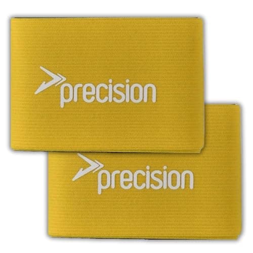 Image of Precision Shin Guard Stays, Pack of 2 Elastic Straps, One Size, Hook and Loop Fastening, Premium Elastic, Wide Fit, Yellow