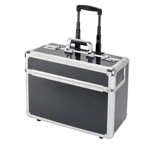 Image of Alumaxx Trolley Pilot Case Laptop Compartment 2 Combination Locks Silver-Carbon Aluminium Ref 45129